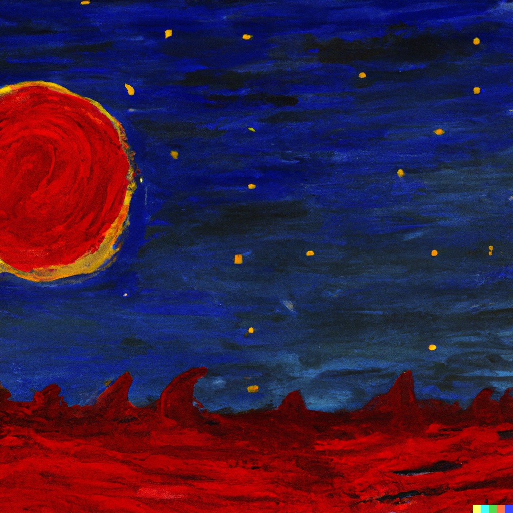 red moon in a Starry Night