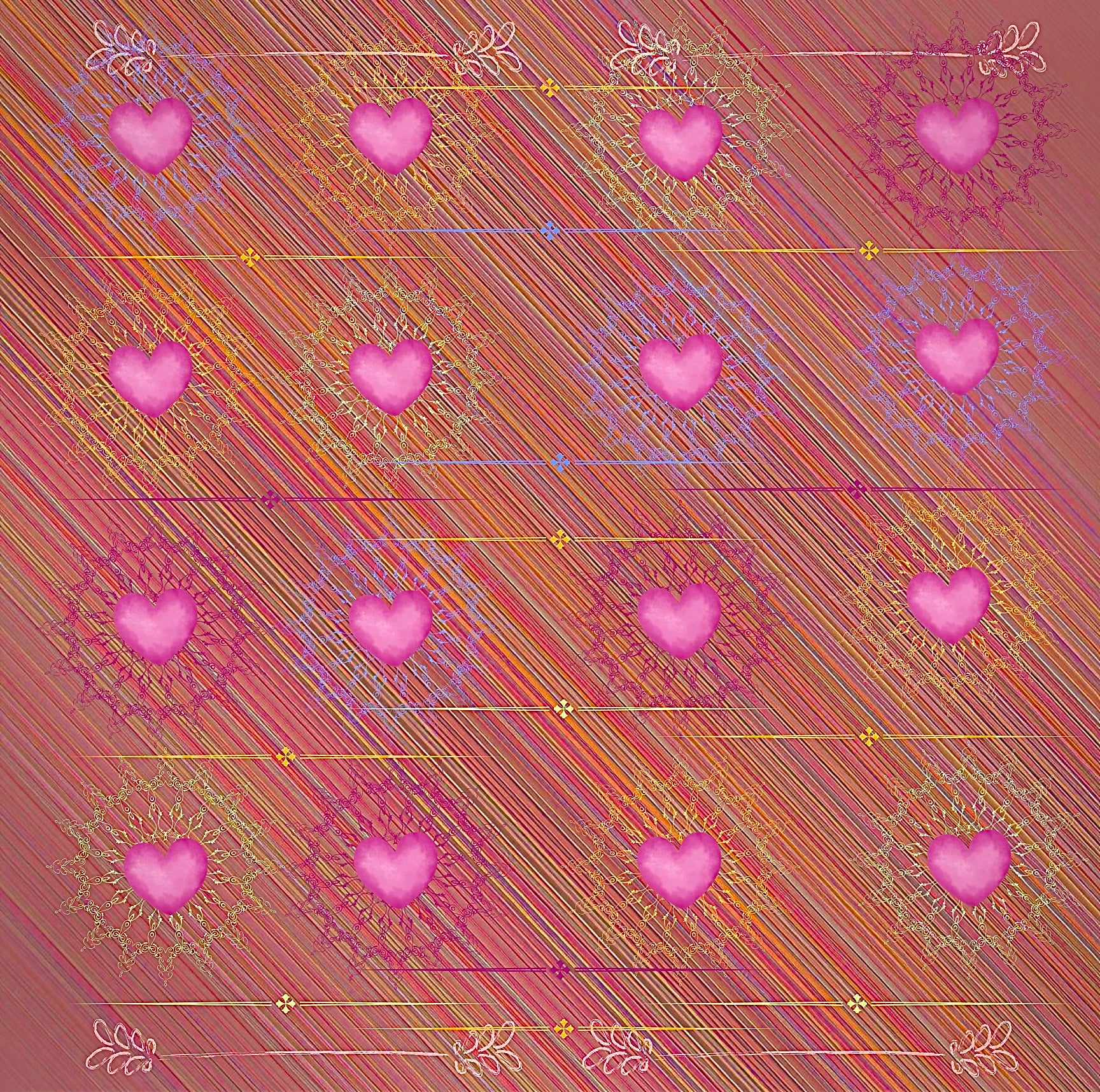 wall of hearts in Multi-Color