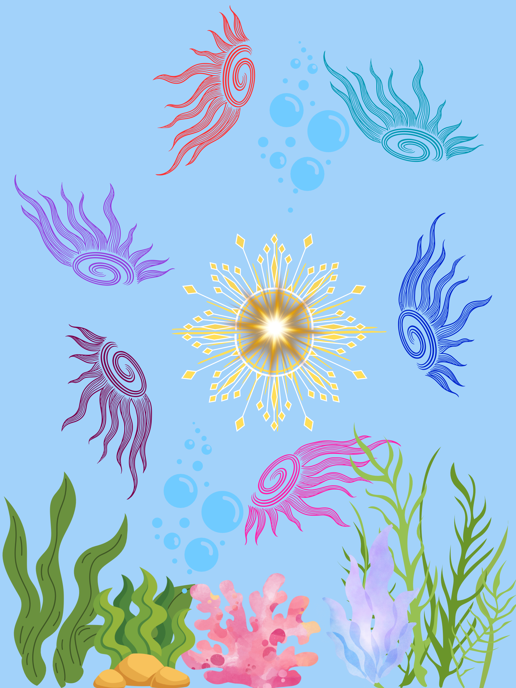 underwater creature features in Blue