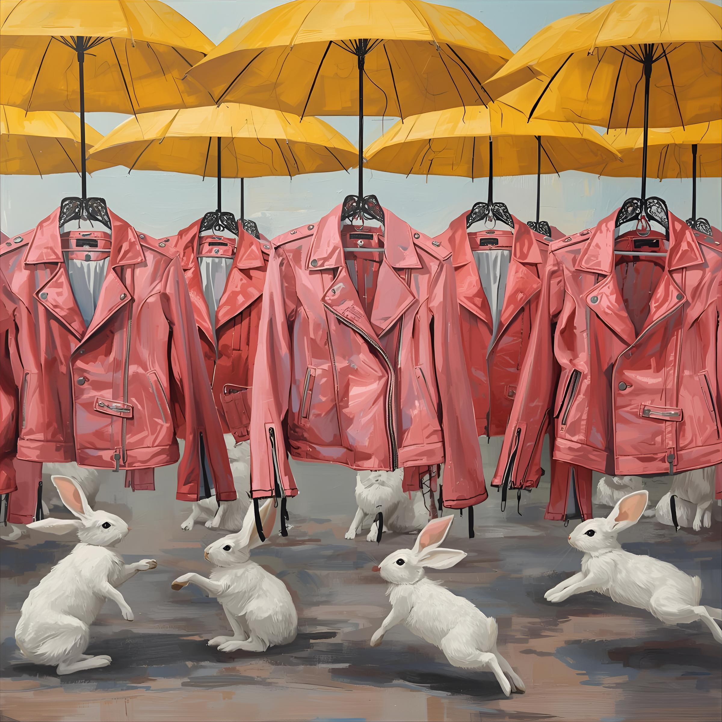 Pink Leather Jackets with Rabbits