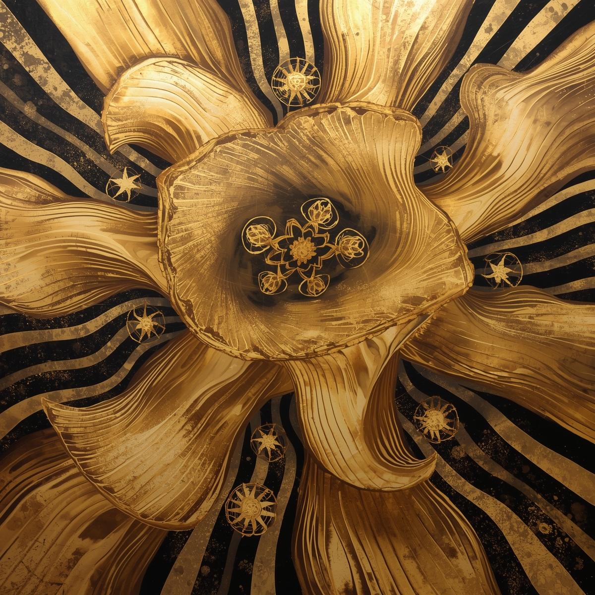 gold & black flower