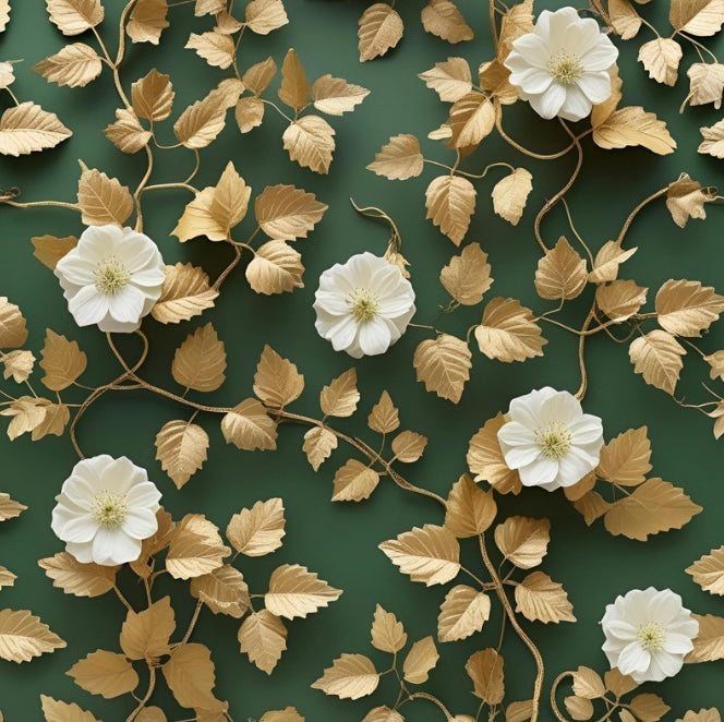 floral wall flowers with Gold & Green