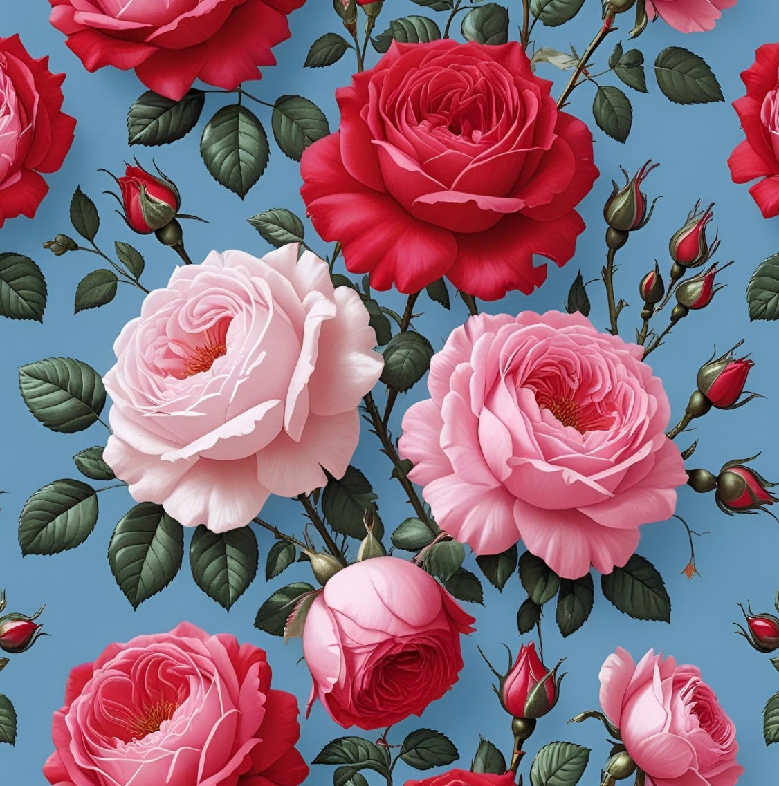wall Florals on Blue
