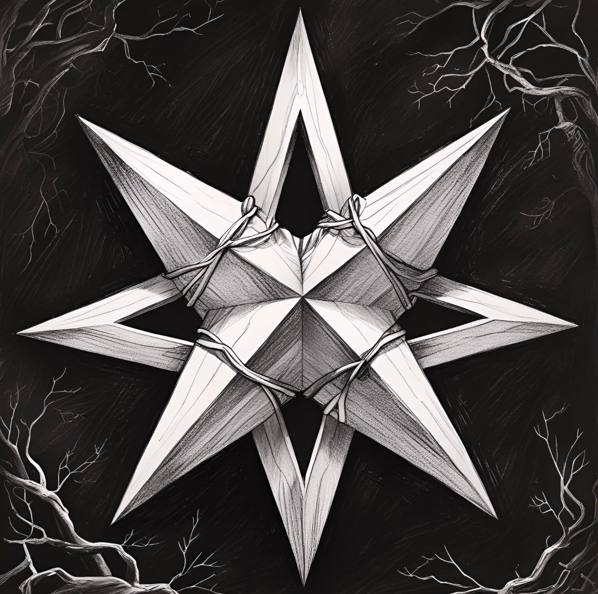 Silver Spike Star on Black
