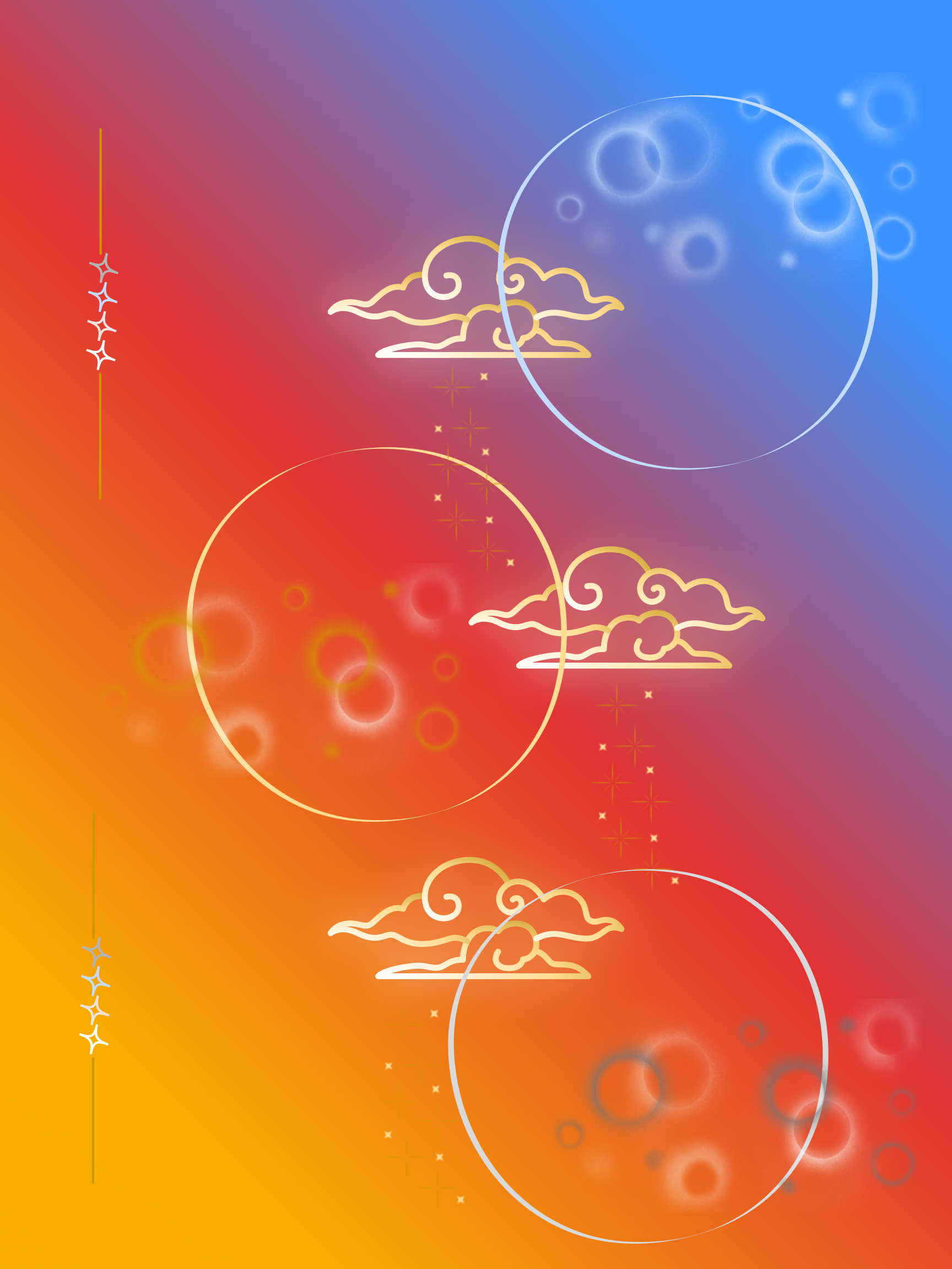 orange red purple light in Rings
